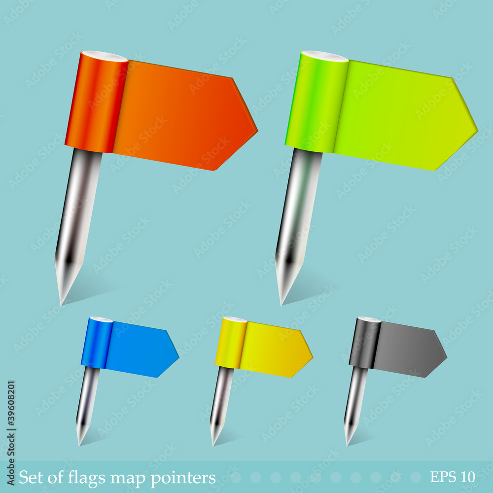 Fototapete vector set of flags map pointers. easy to edit. eps10