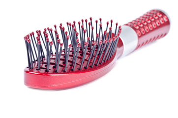 Red Hair Brush Isolated on White