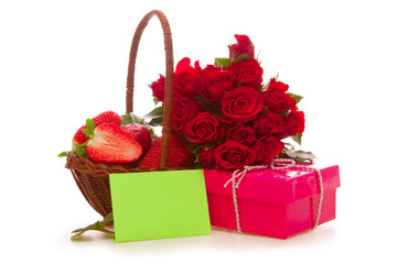 Blumenstrauss und Geschenke