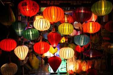 Fototapeten Colorful lanterns at market street,Hoi An, Vietnam © wrobel27