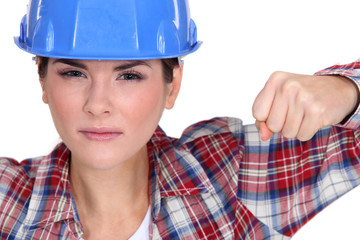 craftswoman clenching fist