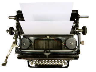 Old typewriter isolated on white with clipping path