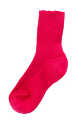 red kids cotton socks, isolated on white