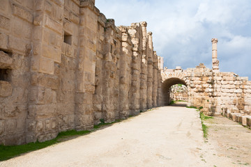 the Large South Theatre - in antique town Jerash, Jordan