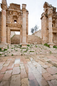 steps and gate to Artemis temple in ancient town Jerash