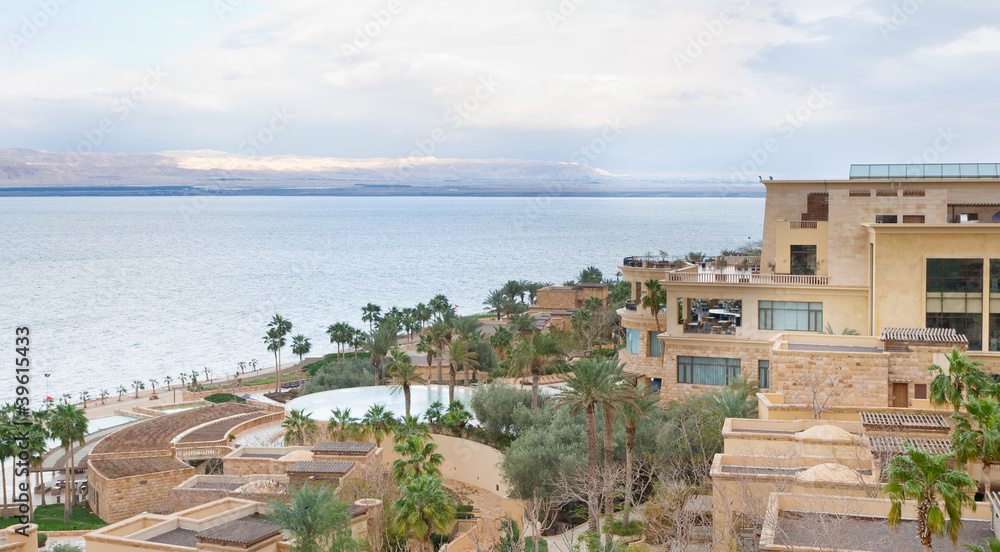 Canvas Prints early sunrise on Dead Sea coast