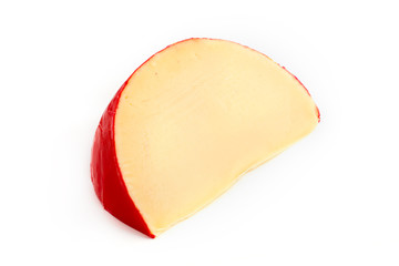 Edam cheese slice over white