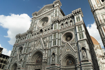 Facade of the duomo or cathedral in Florence Italy