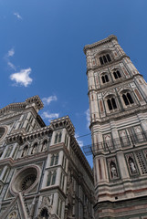 Facade and Campanile of Duomo of Florence Tuscany Italy