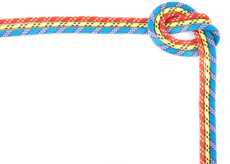 blue, yellow and red rope knot