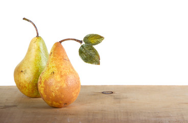Two pears on a plank