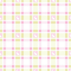 Seamless Check Pattern Bunny Green/Rose Horizontal