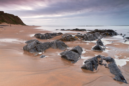 Rocky landscape of Atlantic ocean in Ballybunion, Ireland