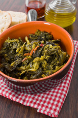 Stewed turnip greens. Cime di rapa stufate.