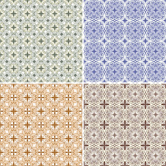 set with four vector seamless floral spring patterns - 39624807