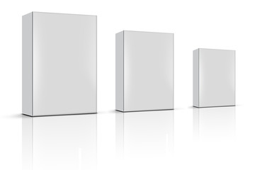 three blank product boxes
