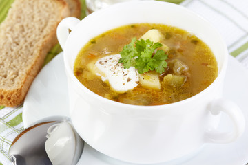 The Russian cuisine. Rassolnik soup