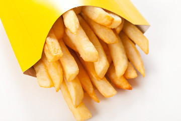 french fries on a white background