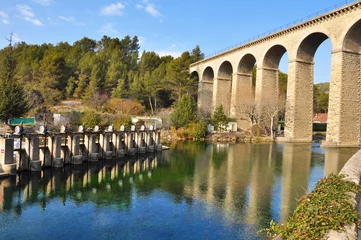 Tableaux ronds sur aluminium brossé Barrage aqueduc et barrage