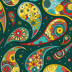 Colorful paisley seamless pattern