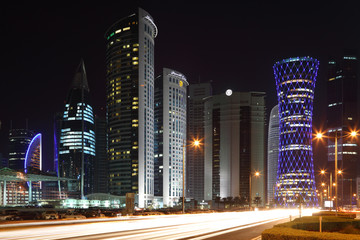 Doha downtown at night, Qatar