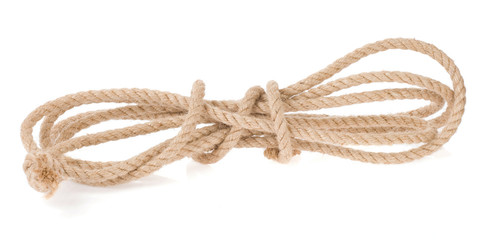 ship rope with knot isolated on white