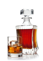 glass and decanter of brandy.