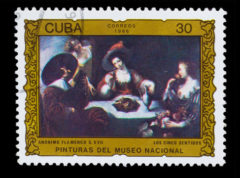 CUBA - CIRCA 1986: A Stamp printed in CUBA, shows anonymous flam
