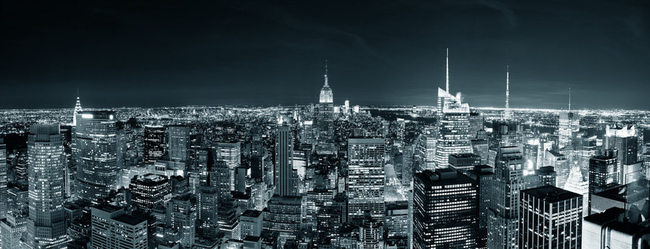 Fototapeta Panoramę Nowego Jorku na Manhattanie w nocy