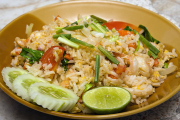 Frid rice with seafood. Asian food.