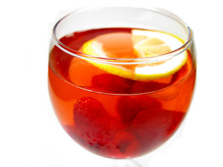 alcohol wine cocktail punch with raspberry