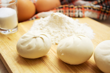 Fototapeta na wymiar home dumplings, flour and eggs