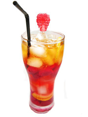 fruit cold juice drink with raspberry and lemon