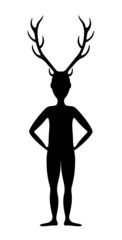 Silhouette of cuckold - man with horns - obrazy, fototapety, plakaty
