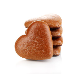 Heart-shaped cookies in stack isolated on white