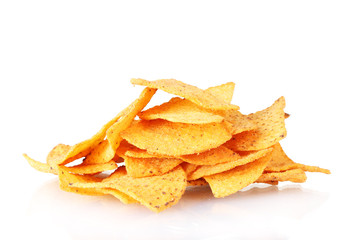 tasty potato chips isolated on white