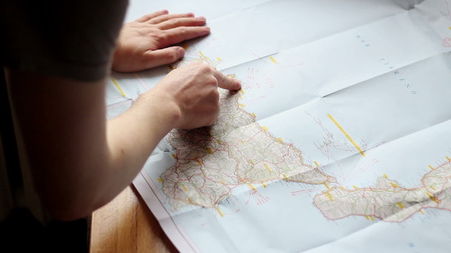 Looking at a route on a map