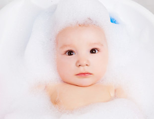 baby taking a bath