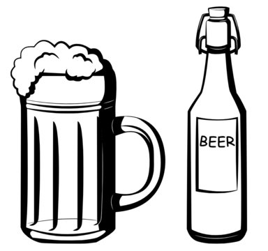 Bierglas und Bierflasche