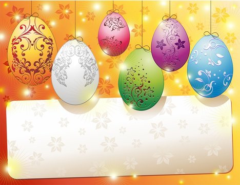 Pasqua Uova Banner Auguri-Easter Eggs Banner Card-Vector