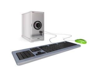 Fototapeta premium PC tower shape of iron safe.