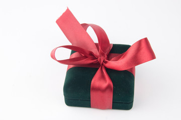Gift box with a red bow and ribbon