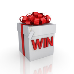 Gift box with a signature WIN.