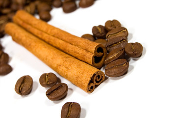 cinnamon sticks and coffee beans