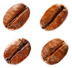 Coffee beans isolated on white background. Set.
