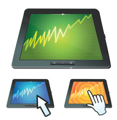 set of tablet pc with graph on screen