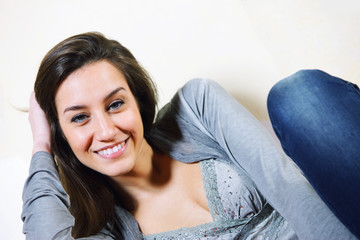 young woman portrait with friendly look
