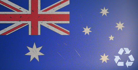icon recycle symbol of Australia  flag on sand background