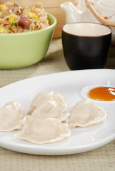 Closeup asian dumplings