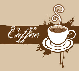 banner with a cup of coffee and a splash